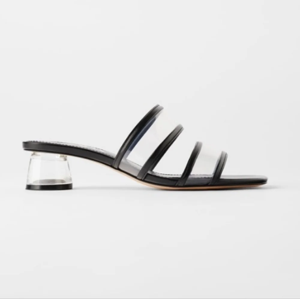 NWOT Zara black and clear methacrylate heeled sandals_40 - Picture 2 of 6